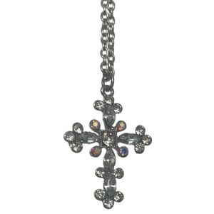 16inch Elegant Silver Cross Pendant Necklace